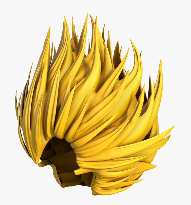 3D wig super saiyan TurboSquid 1409571