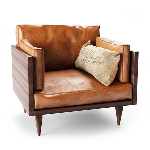 Sherwood Leather Exposed Wood Frame 3d, Wood Frame Leather Couch