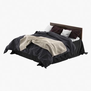 realistic bed linens crumpled 3D
