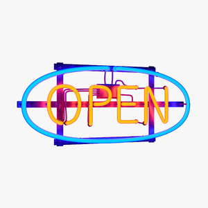 neon open sign 3D model