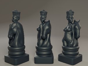 3D black female chess knight