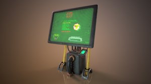 3D sci-fi cyberpunk terminal ordering