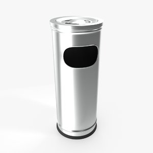 3D aluminium standing waste bin model