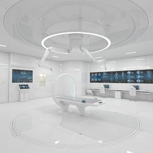 3D model sci-fi laboratory corridor