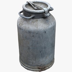 3D old aluminum flask