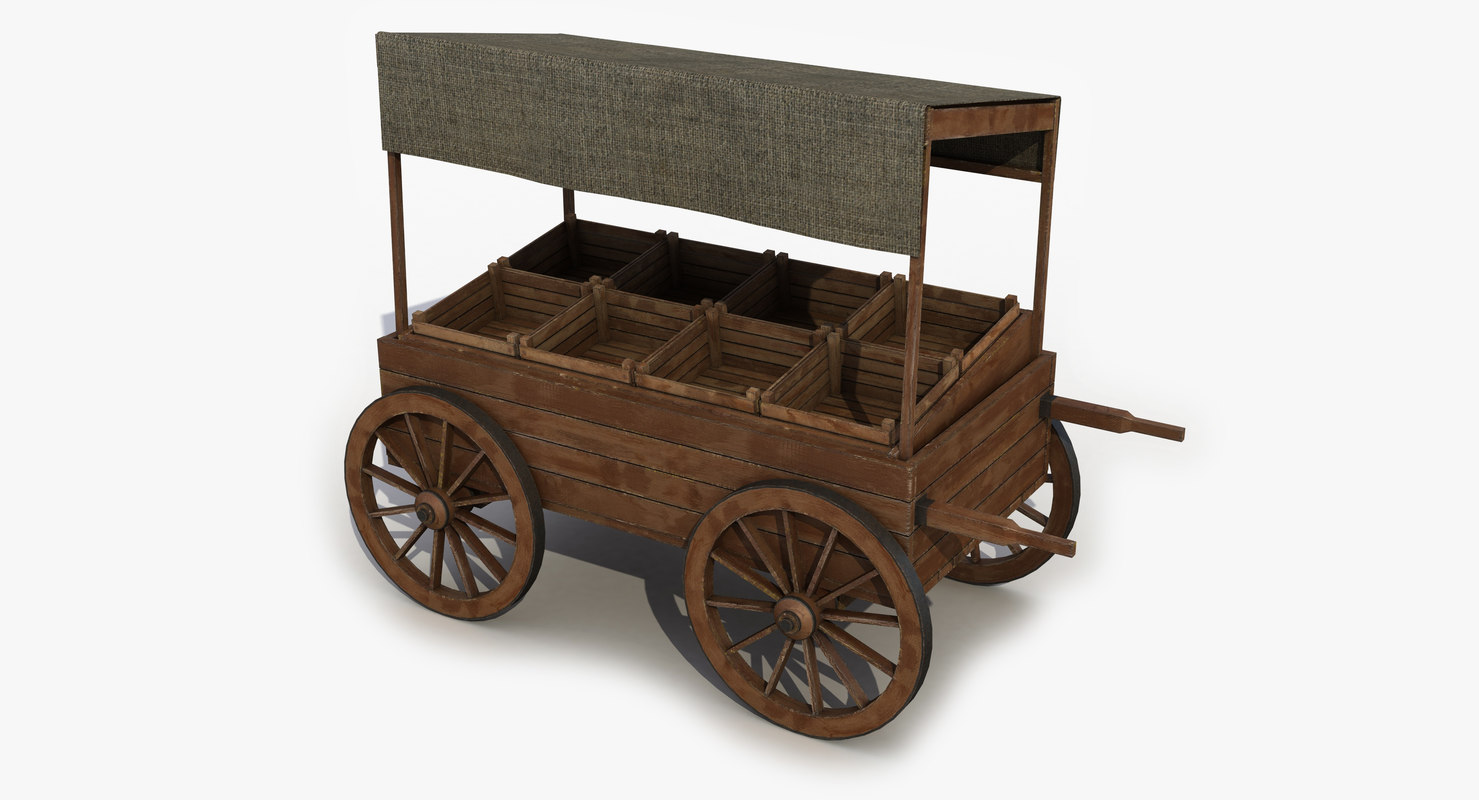 3D wooden cart market TurboSquid 1411685