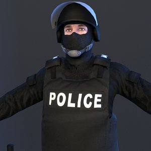 riot police officer 3D model