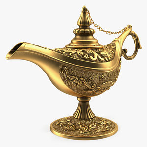 3D model antique magic lamp gold