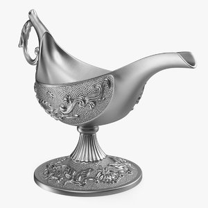 silver oil lamp 3D model