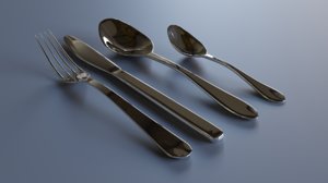 3D cutlery fork tableware model