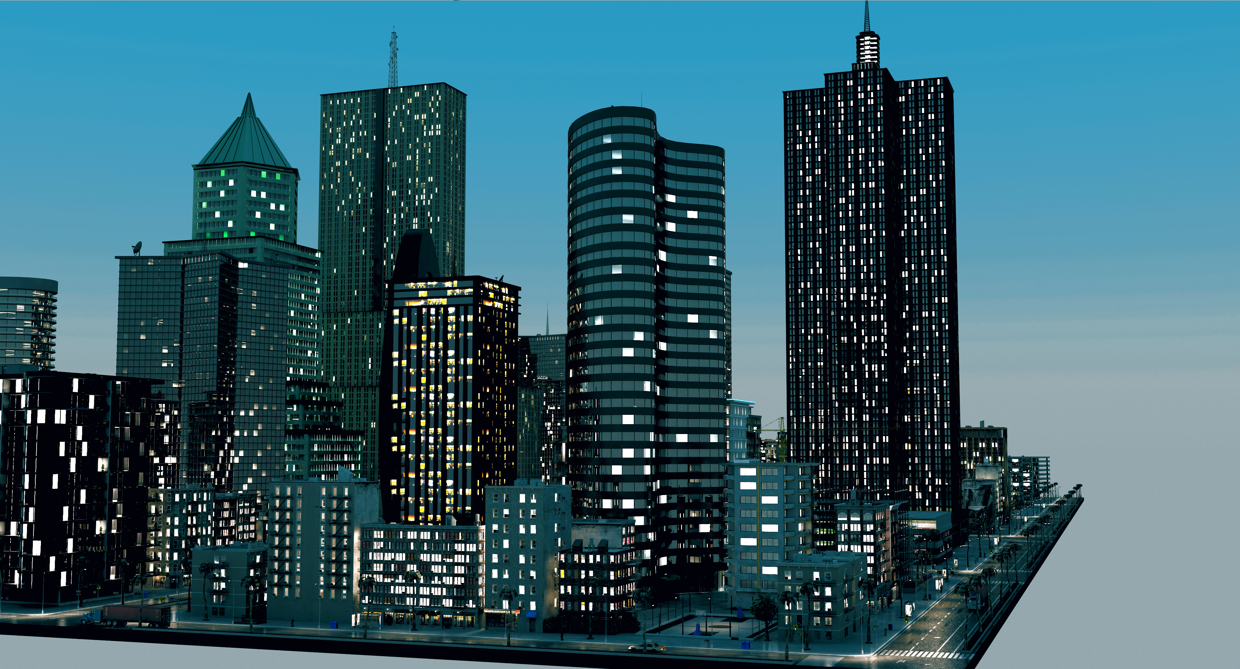 城市a4日夜3d模型