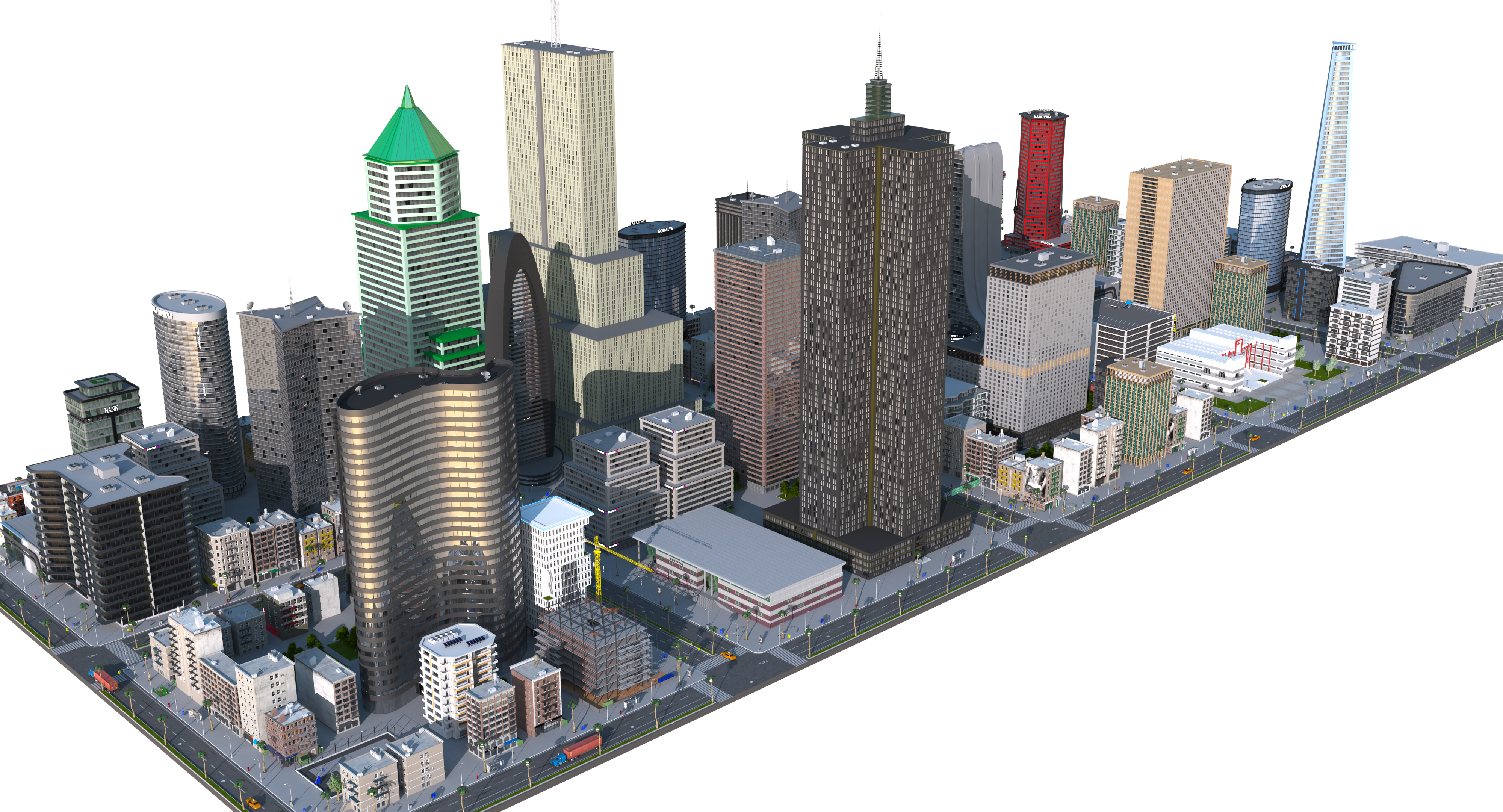 城市a4日夜3d模型