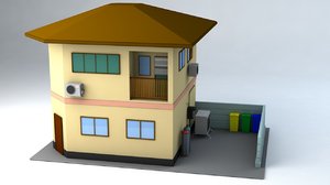 3D japanese suburban rural house 1