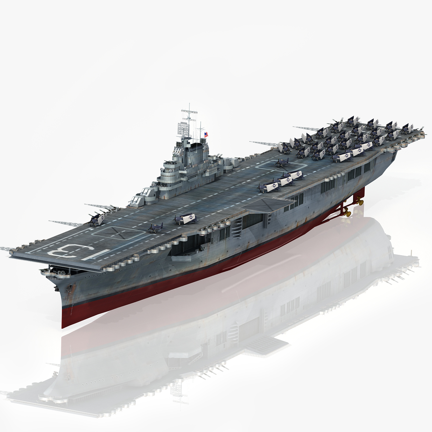 3D uss franklin cv-13 cv - TurboSquid 1413458