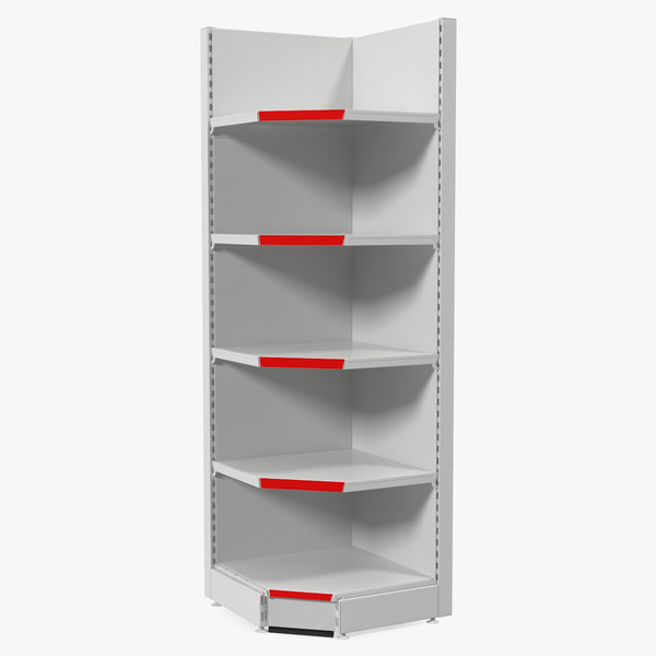 3D model supermarket corner shelving