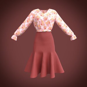 ruffled blouse skirt model
