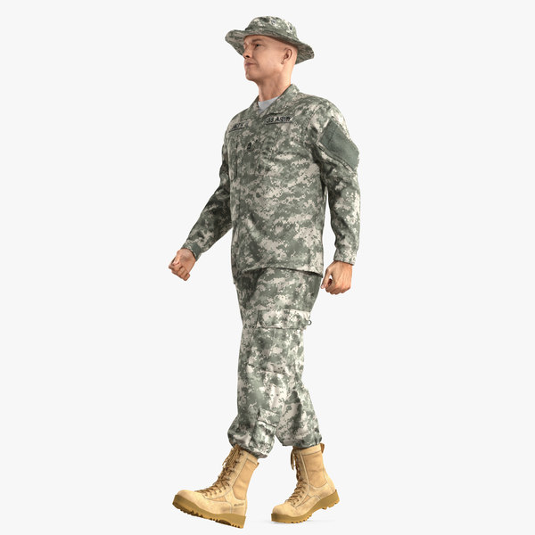 soldier acu walking pose 3D