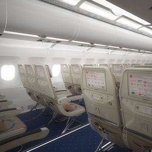 3D aircraft economy class interior