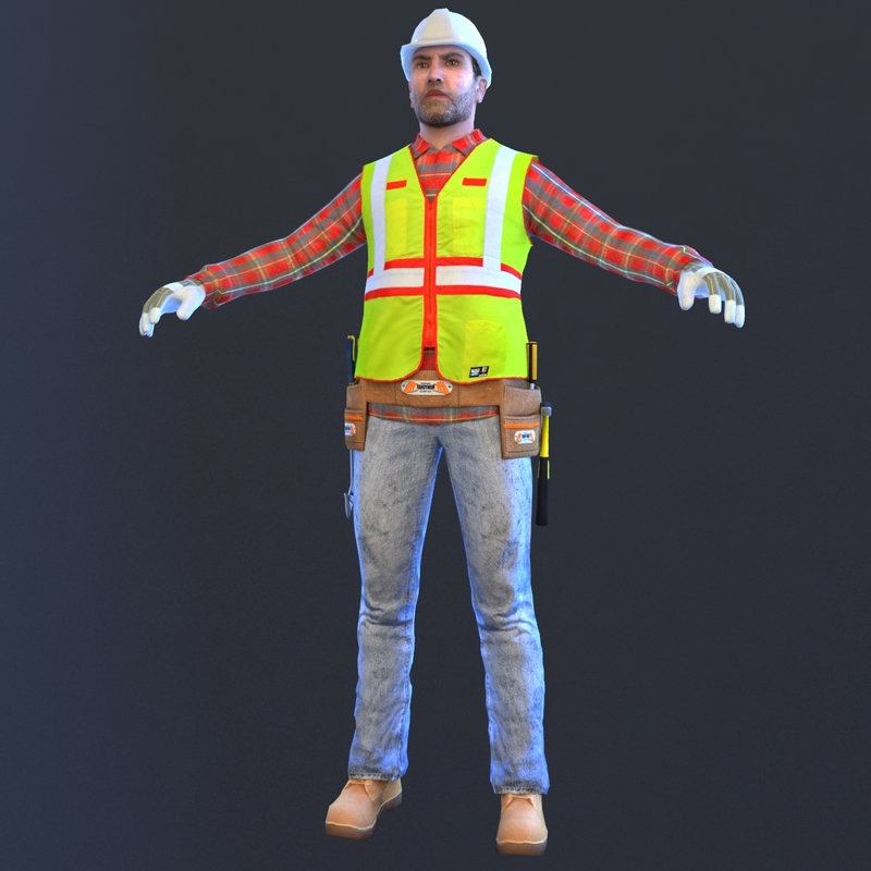 Worker man helmet 3D model TurboSquid 1413962