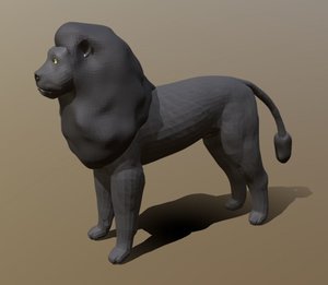 3D black lion mesh