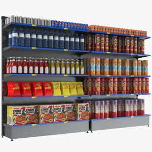 3D supermarket display shelves model