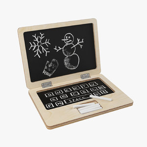 3D wooden laptop chalkboard
