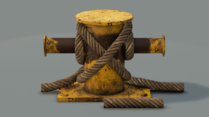 mooring sea bollard rope 3D model