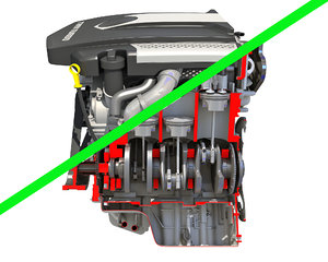 v6 engine cutaway 3D model