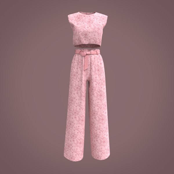 modelo 3d pantalones de palazzo y traje de cosecha - TurboSquid 1414662