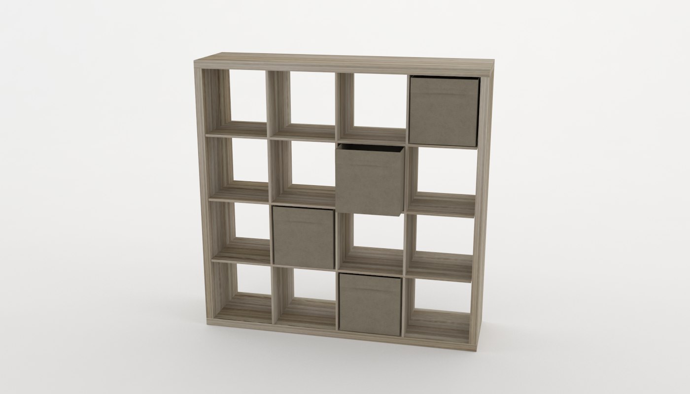3d 4x4 Bookshelf Storage Boxes Model, Bookcase Storage Boxes