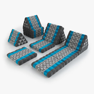 thai mattress set blue 3D model