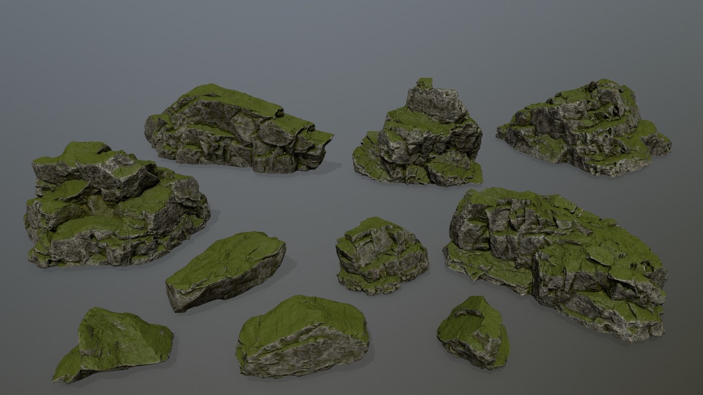 3D moss rock model TurboSquid 1415548