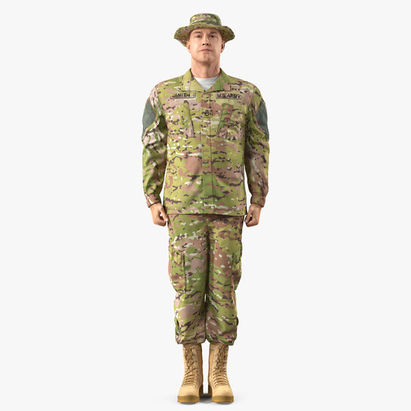 3D soldier acu camo standing model