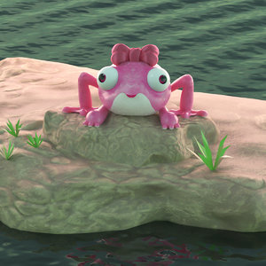 frog girl cartoon 3D model