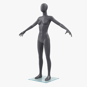 3D female dark grey mannequin
