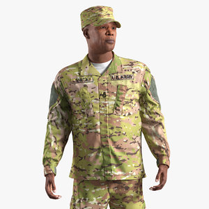 3D african-american army soldier camofluage model