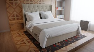 bed pillows blanket 3D model