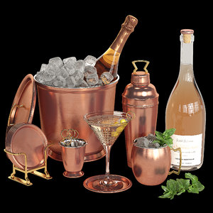 copper cocktail drink ice 3D