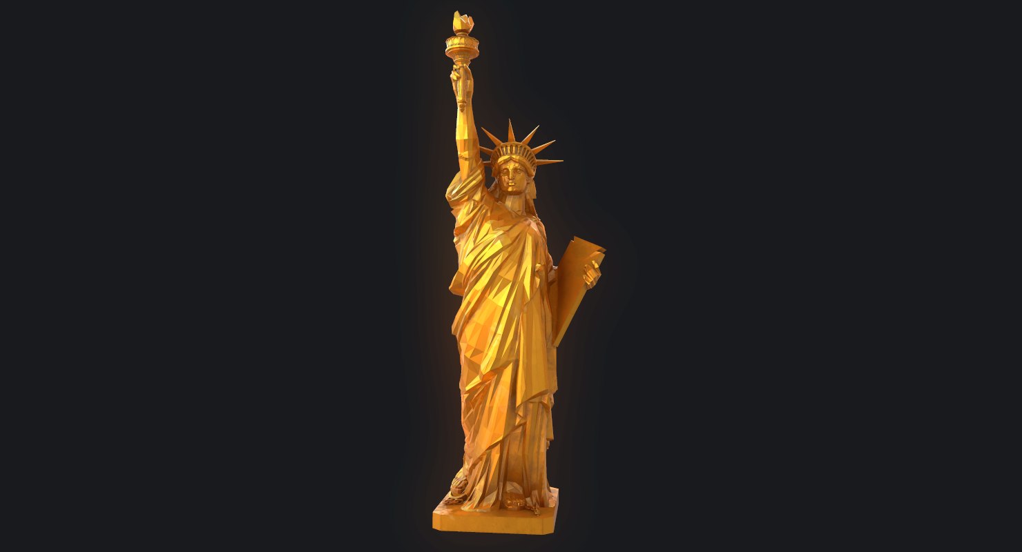 Gold dress threesome statue of liberty