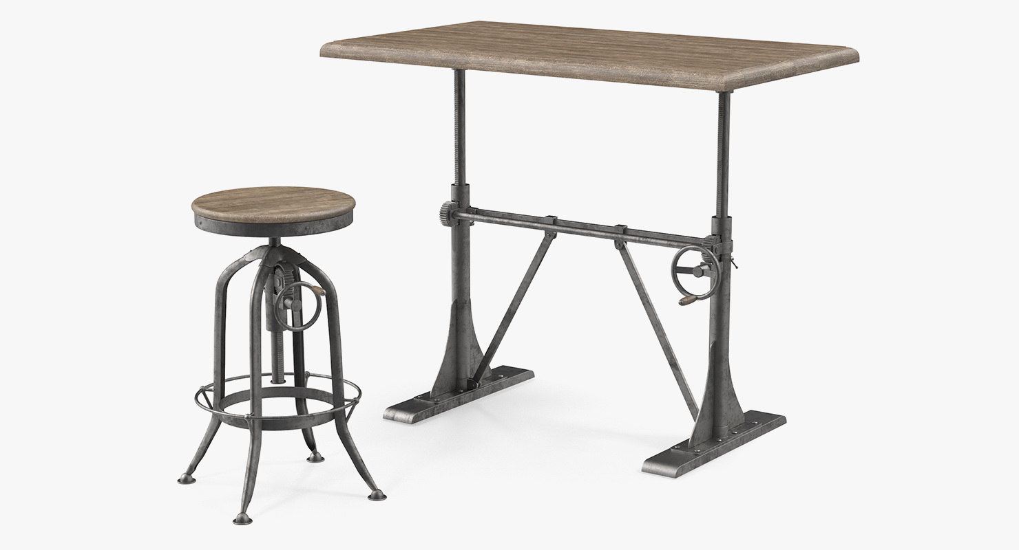 Pittsburgh Crank Standing Desk With Stool