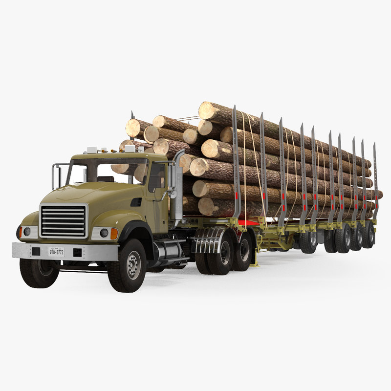 3D truck logging trailer - TurboSquid 1418904