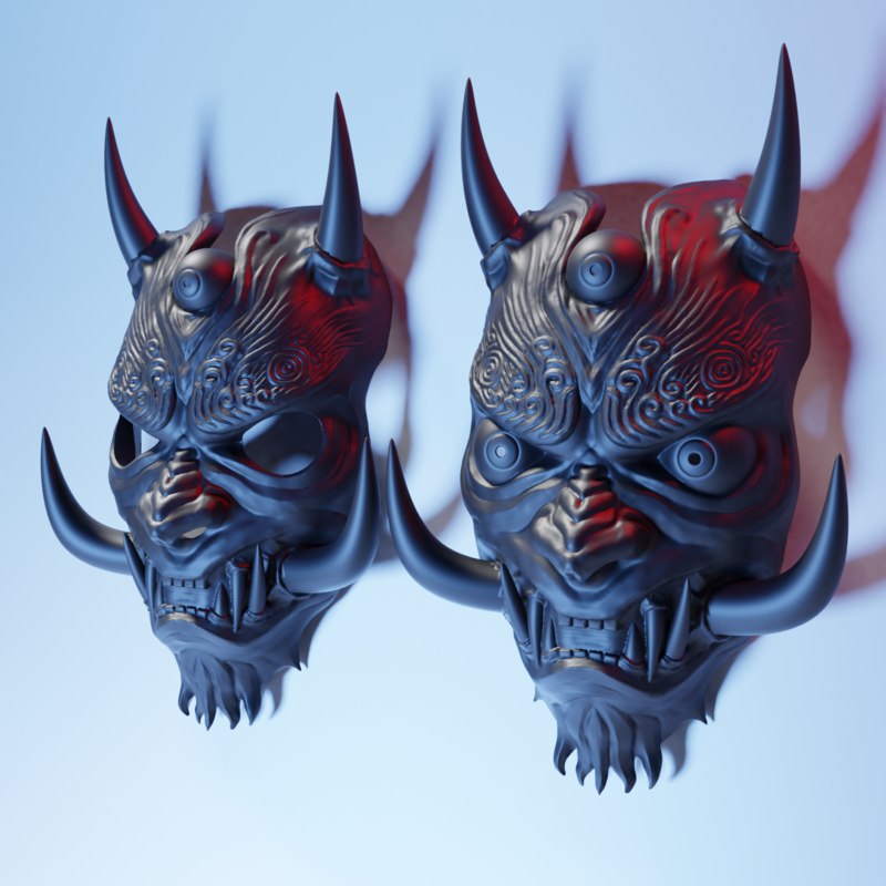 Oni japanese mask 3D model TurboSquid 1418520