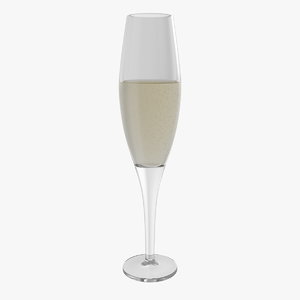 3D champagne flute wine glass model