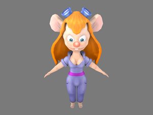 3D model girl cartoon mouse