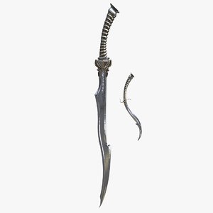 3D fantasy dagger sword metal