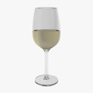 3D white wine glass