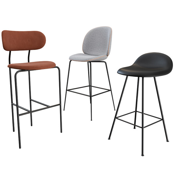 Beetle Bar Chair Stool 3d Model, Gubi 3d Bar Stool Fully Upholstered