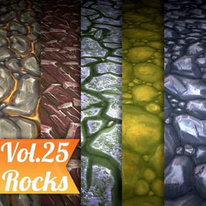 Texture Set Vol.25 Hand Painted Rocks (Stylized Rocks)