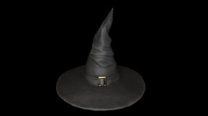 3D old black leather witch model