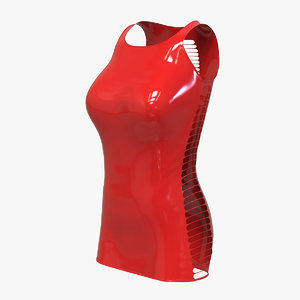 red sexy latex dress 3D